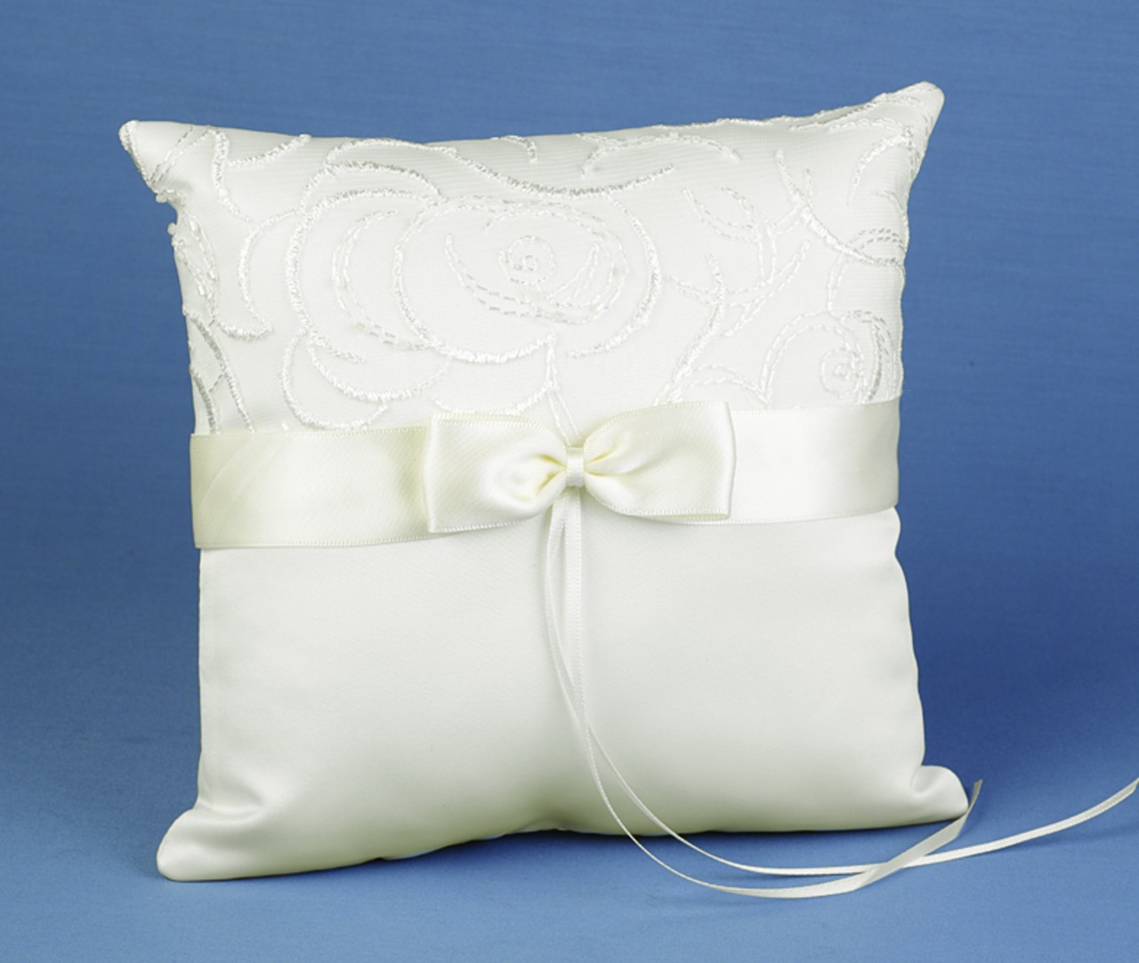 Ivory Satin & Swirls Pillow