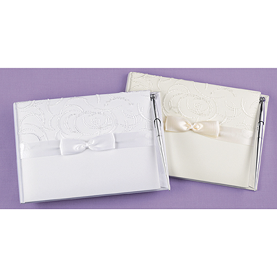 Ivory Satin & Swirls Guest Book w/Pen