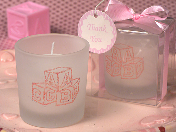 Abc Blocks Frosted Votive Candle Holder.