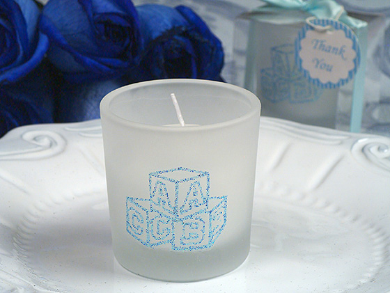 Abc Blocks Frosted Votive Candle Holder.