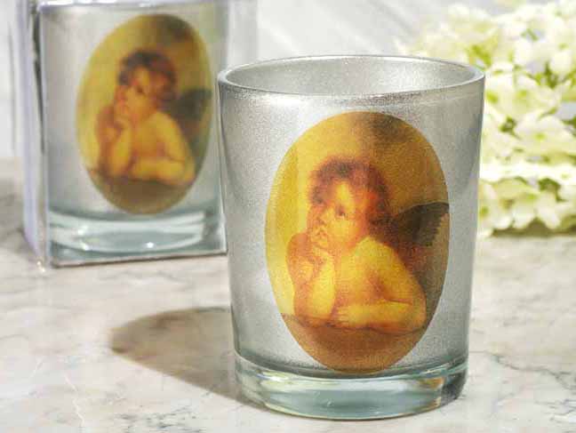 Heaven sent collection silver Cherub candle holder