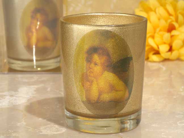 Heaven sent collection gold Cherub candle holder
