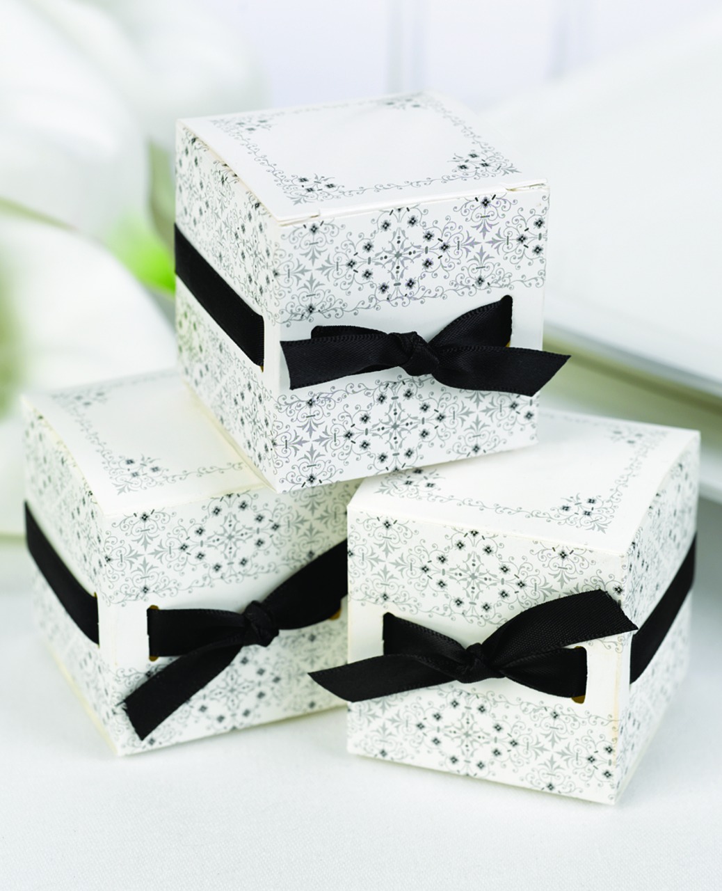 White Ribbon Weave Favor Boxes