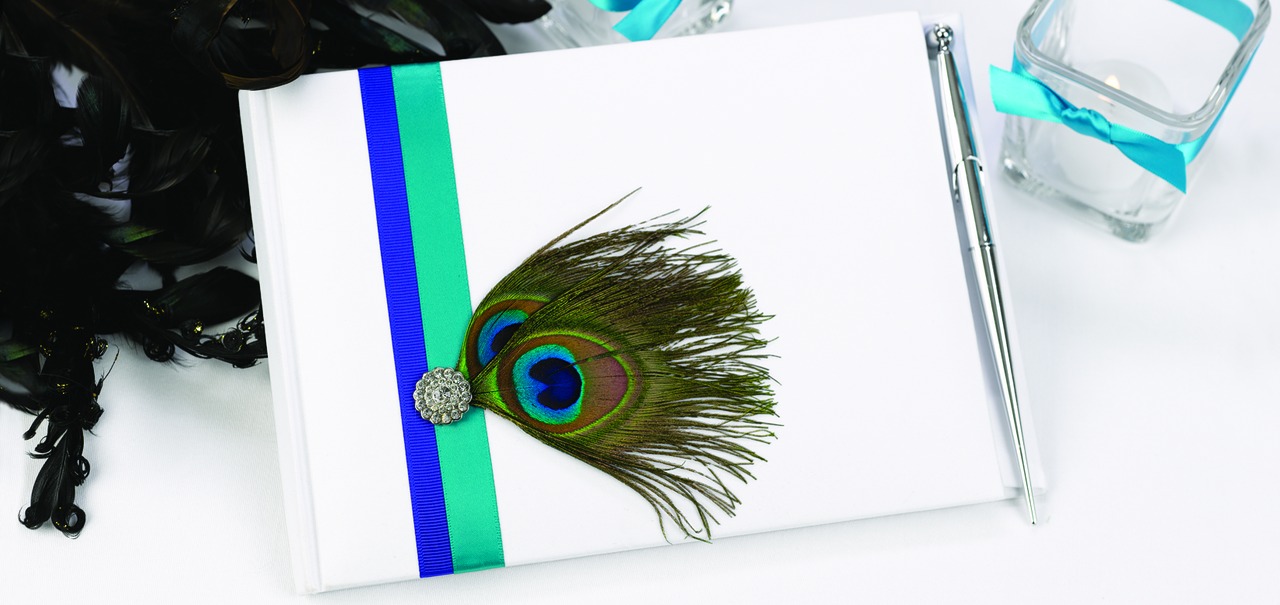 Peacock Guest Book w/pen