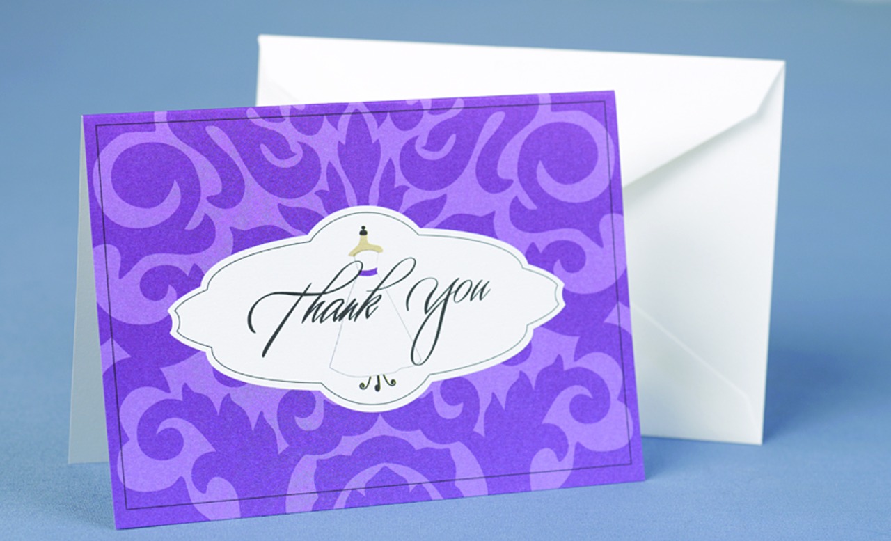 Wedding Gown Damask Thank You