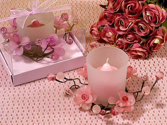 Elegant Cherry Blossom Glass Flower Candle Holder