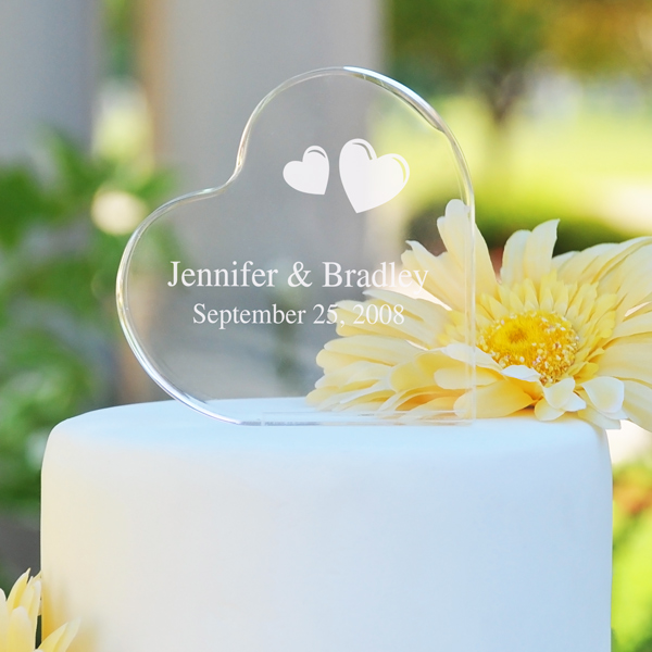 Personalized Acrylic Heart Cake Topper