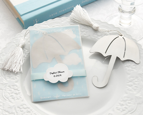 "Showers of Love" Openwork Umbrella Bookmark with White-Silk Tassel