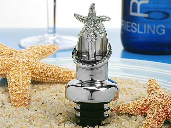 Starfish Design Wine Pourer, Bottle Stopper Combination.
