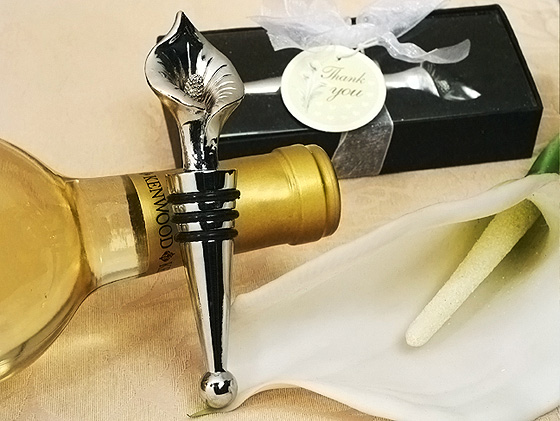 Elegant Chrome Calla Lily Wine Stopper.