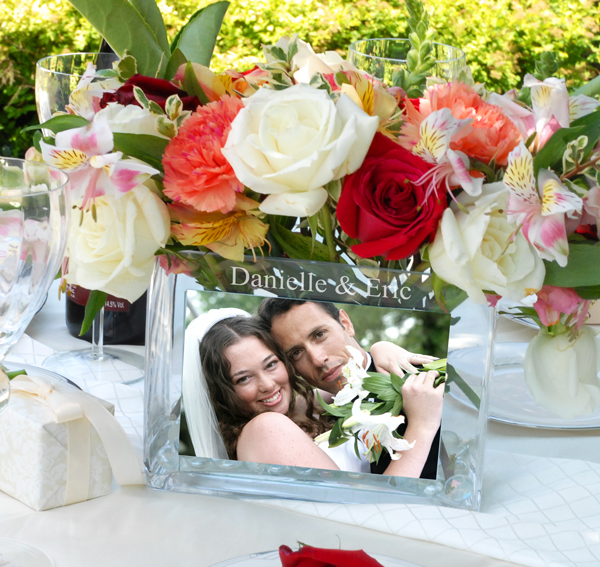 Personalized Wedding Reception Glass Photo Vase