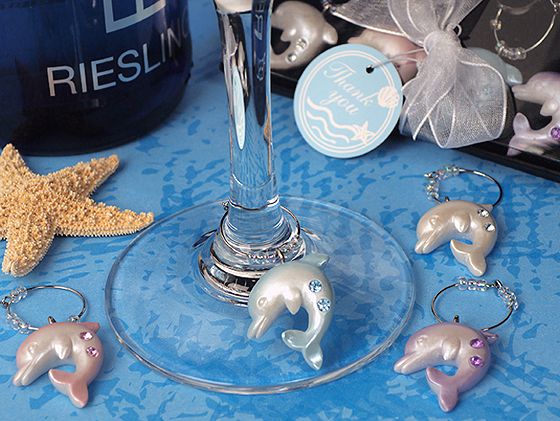 Oceans Of Love Dolphins Wine Charms Favor