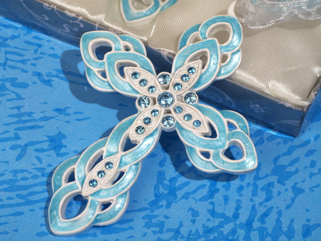 Blessed Events Cross Collection -Blue Enamel Finish