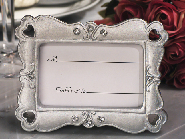 Stylish Silver Hearts Photo Frame Favor