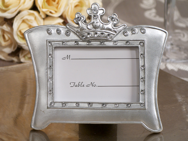 Queen For A Day Sparkling Tiara Photo Frame/Place Card Holder -Silver Finish