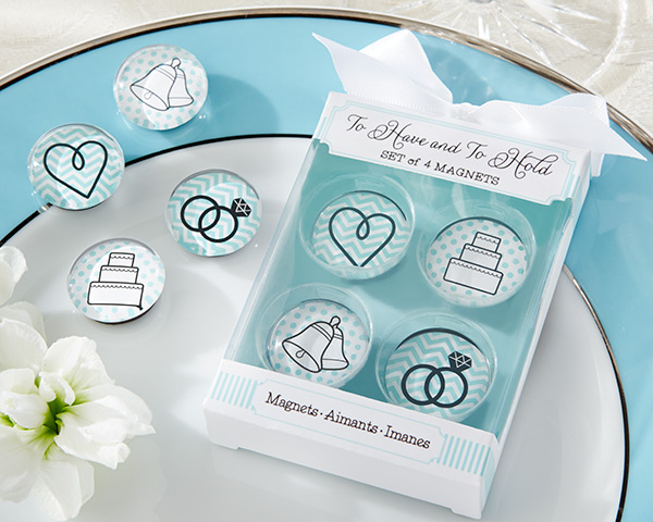 "To Have and To Hold" Glass Wedding Magnets (Set of 4)