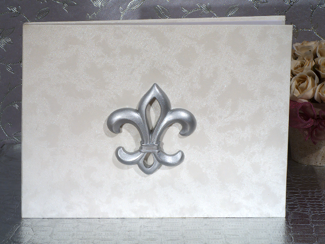 Silver Fleur De Lis Guest Book