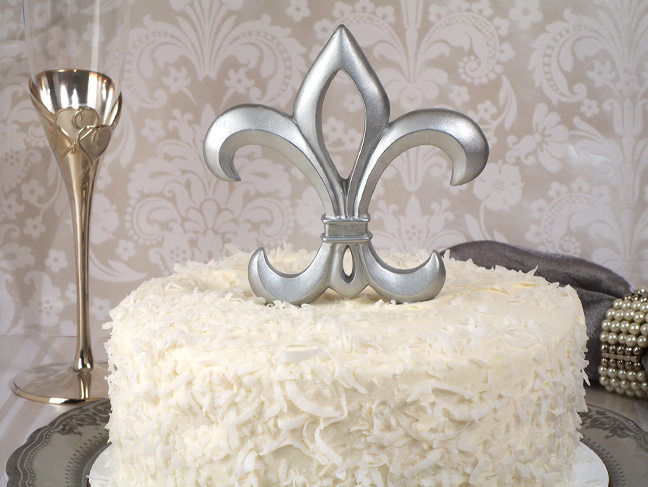 Silver Fleur De Lis Cake Topper