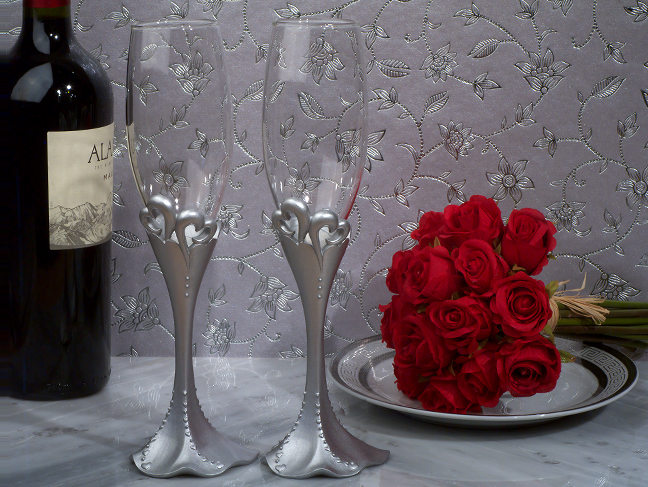 Two Hearts Beat As One Toasting Flutes