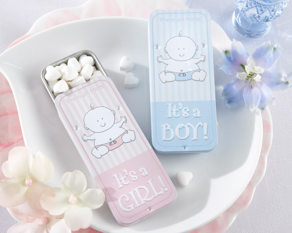 "It's a Boy" & "It's a Girl" Slide Mint Tin Favors (Pink and Blue)