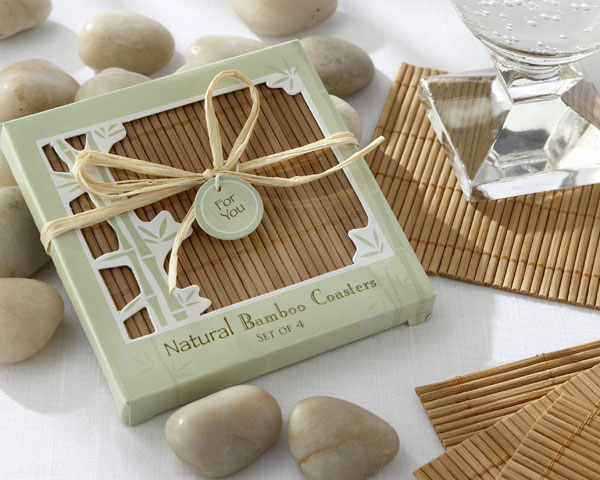 Natural Bamboo Eco-Friendly Coaster Favors (Four Coasters per Favor!)