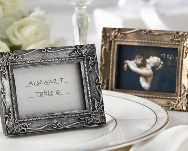 "Work of Art" Antique-Finish Place Card Holder/Photo Frame -Gold Finish