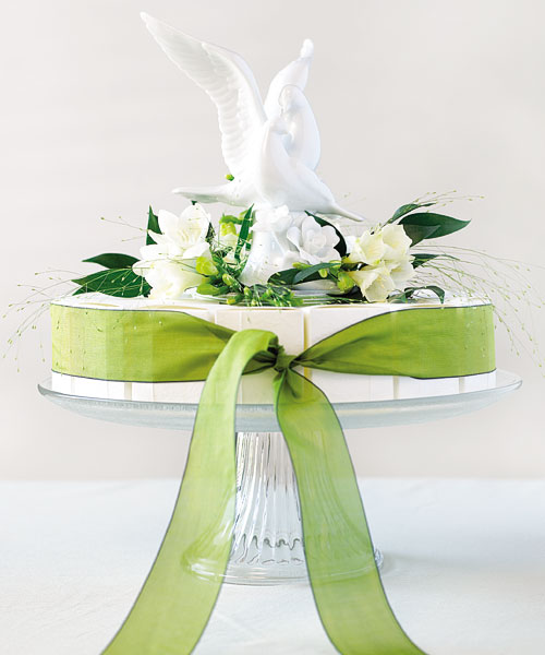 Glazed Porcelain Doves and Flowers Cake Top