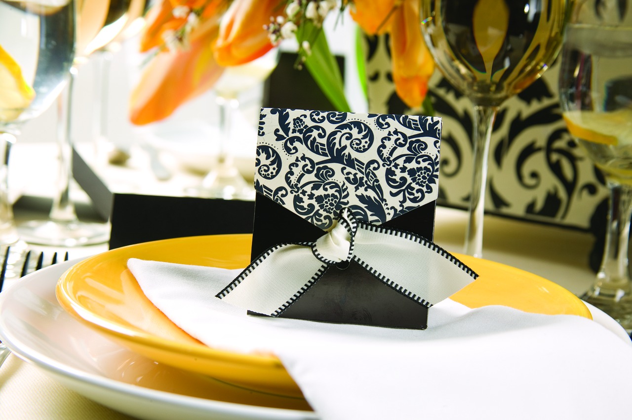 Black & Ivory Flourish Favor Boxes
