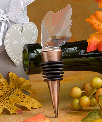 <em>Choice Crystal Collection</em> leaf  wine bottle stoppers