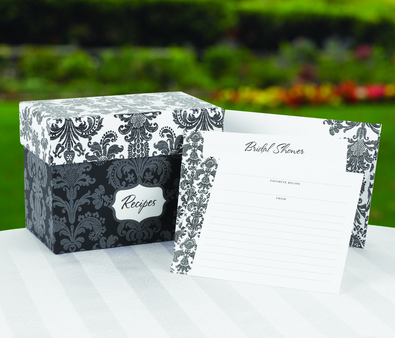 Damask Recipe Box Gift Set
