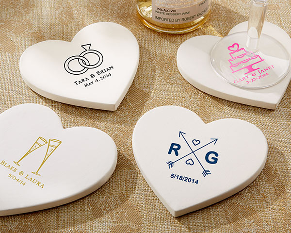 Personalized Heart-Shaped Stone Coaster (Set of 12)
