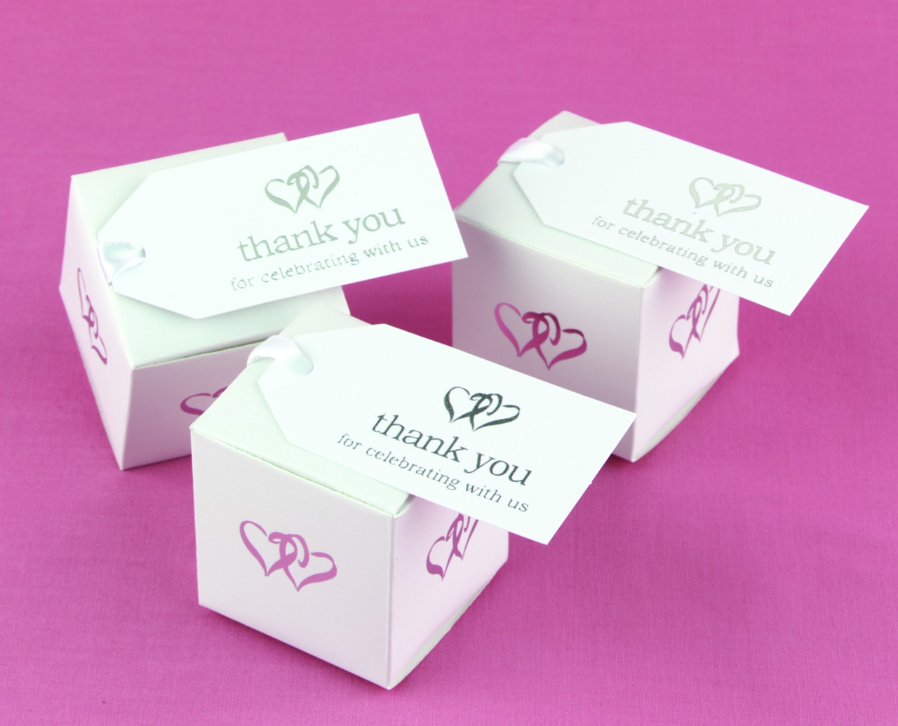 White Linked at Heart Favor Cards