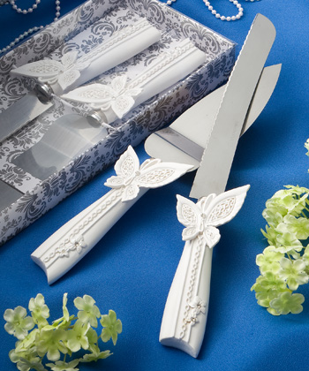 Butterfly design cake knife/server set