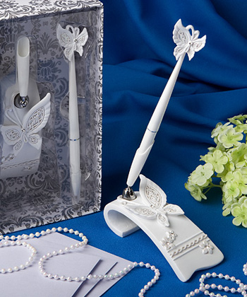 Butterfly design wedding pen set