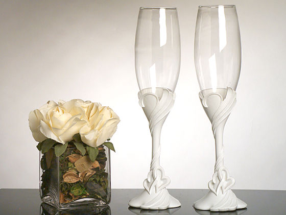 Two Hearts Become One Toasting Glasses
