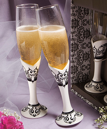 <em>Distinctive Damask  Porcelain Collection</em> Champagne Flutes