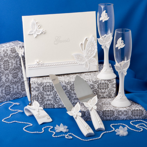 Butterfly themed wedding day accessory set