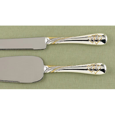 Linked at the Heart Gold Serving Set