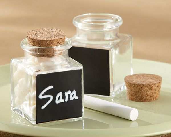 "Chalkboard" Glass and Cork Favor Jars (Set of 12)