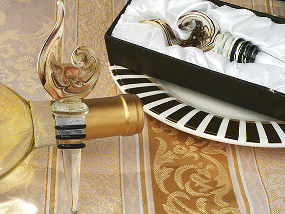 Murano Art Deco Collection Wine Stopper -Gold