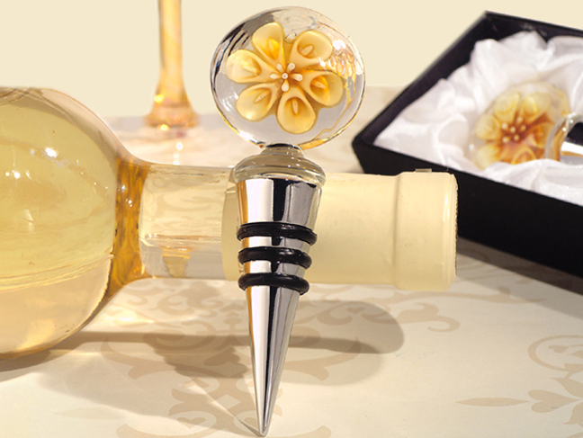 Murano Art Deco Collection Calla Lily Bouquet Wine Stopper