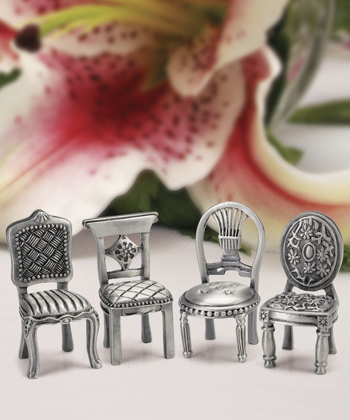 Pewter Chair Figurine Placecard Holders