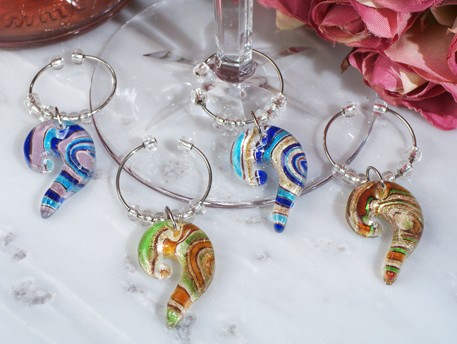 Murano Art Deco Collection Swirl Design Wine Charms