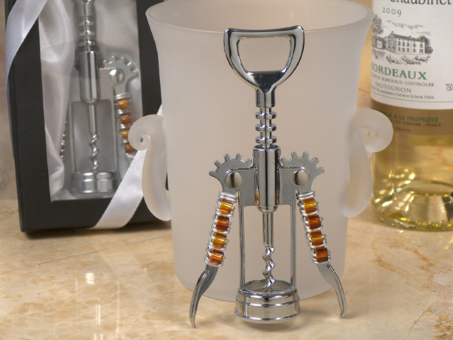 Murano Art Deco Collection Wine Opener With Golden Brown Beads