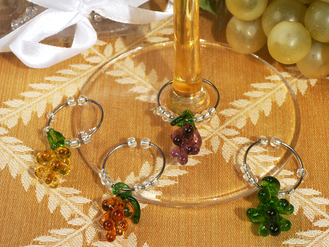 Murano Art Deco Collection Grapes Design Wine Charms
