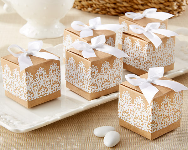 "Rustic & Lace" Kraft Favor Box (Set of 24)