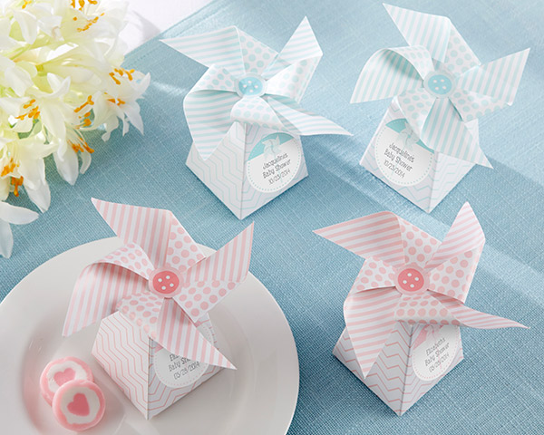 "Whimsical Moments" Pinwheel Favor Box-Pink or Blue (Set of 24) (Available Personalized)