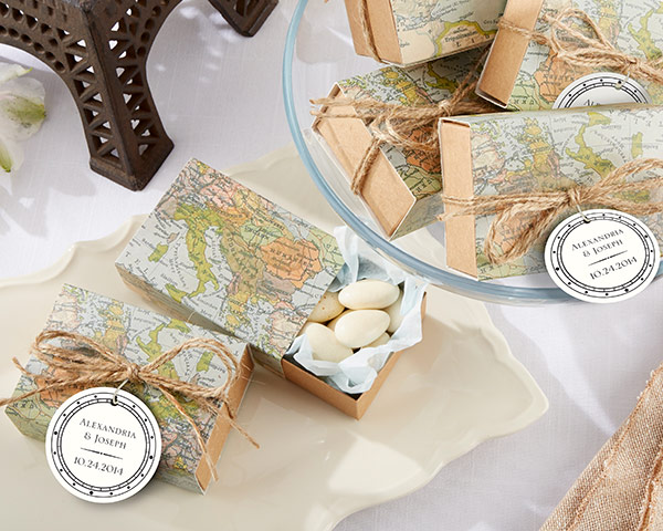 "Around the World" Map Favor Box (Set of 24)