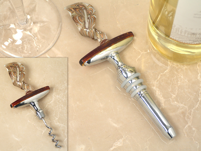 Murano art Deco Unique Wine Opener - Wine stopper combination set with Swirl top design
