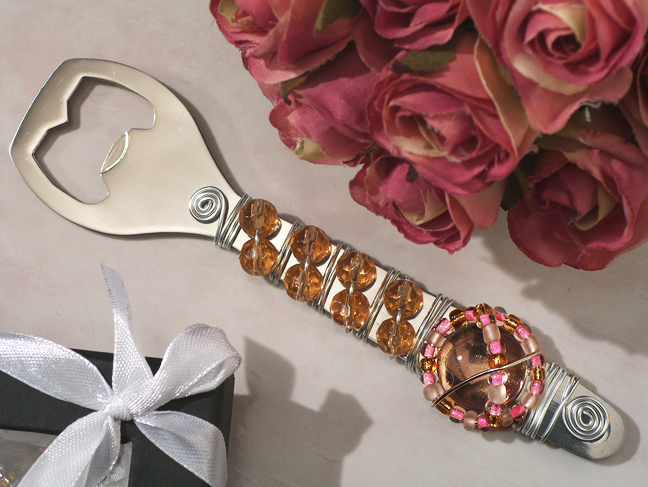 Murano art deco Bottle opener with Pink bead design